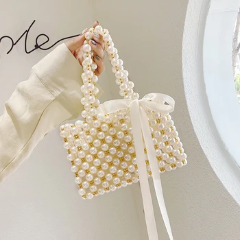 

2020 Summer Pearl Bag Lady hand-woven beaded bag fashion joie DE vive fairy handbag