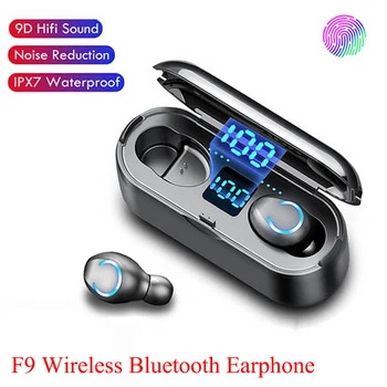 

New F9 Oringinal Wireless Bluetooth 5.0 Earphone TWS HIFI Mini In-ear Earbuds Sports Running Headset For Smart Phones HD Call