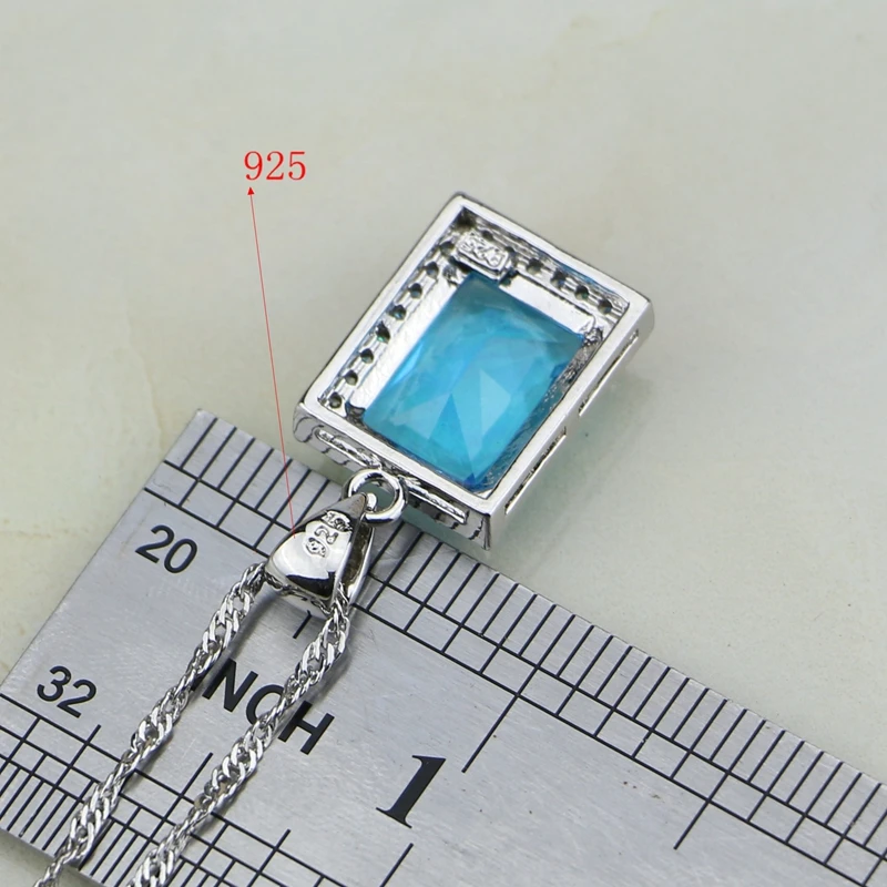 Женская цепочка из серебра 925 пробы с голубым Цирконом|pendants for women|925 sterling silver pendant925