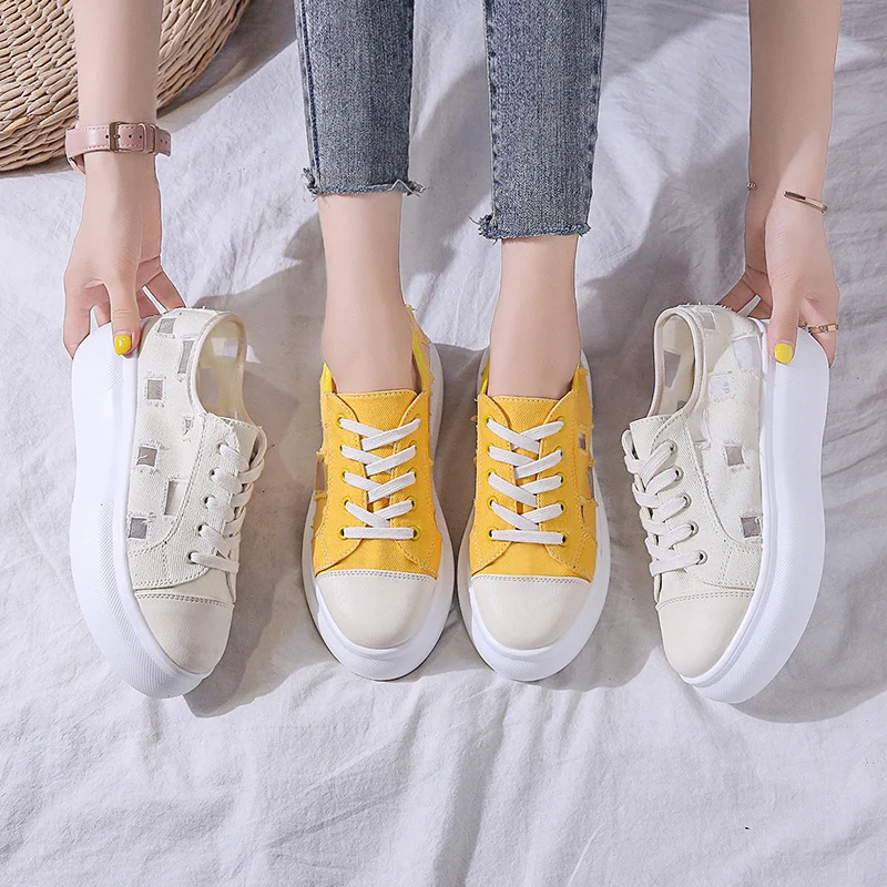 

Shoes Tennis Female Espadrilles For Women 2019 Fashion Women's Round Toe All-Match Casual Sneaker Clogs Platform New Breathable