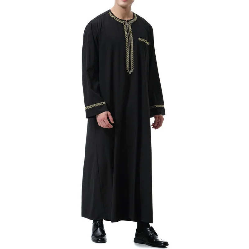 Новое поступление, солидное мужское мусульманское Макси-платье Saudi thebe, мусульманское платье abaya jilbaba, Дубай, для любого случая, осеннее платье jubba thebe