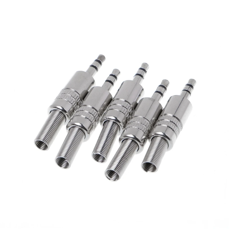 

5 Pcs Metal 3.5mm 2 Ring 3P Stereo Jack Plug Cable Solder Adapter Terminal w/Spring
