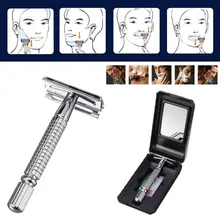 Ручная Мужская бритва с длинной ручкой из сплава, традиционная Мужская бритва для бритья, средства ухода за бородой, безопасная бритва, зеркальный ящик для хранения в путешествии