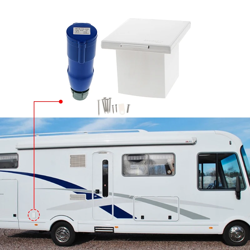 RV external socket 220V-240V Camper External Flush Hook Up Waterproof Plug Socket Set For Marine Boat Yacht Car Caravan Trailer