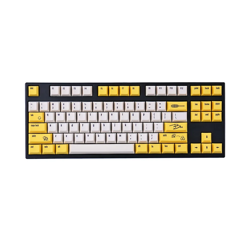 Keycap 84 клавиши PBT Сублимация 84 механическая клавиатура оригинальная высота брелки индивидуальная добавка маленькая Пчелка большой углерод