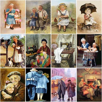 

DIY 5D Diamond Painting Sewing Machine Old People Diamond Embroidery Full Round Drill Rhinestones Mosaic Sale Art Wall Decor