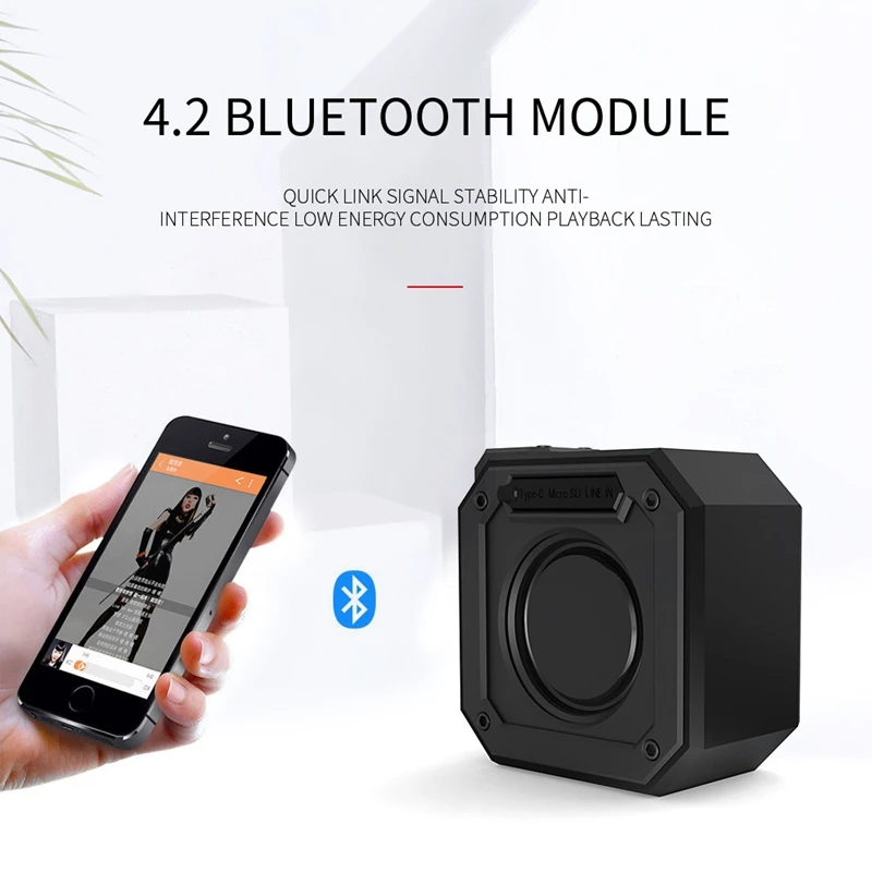Беспроводной Bluetooth динамик открытый водонепроницаемый мини портативный сабвуфер автомобиля TWS небольшой динамик