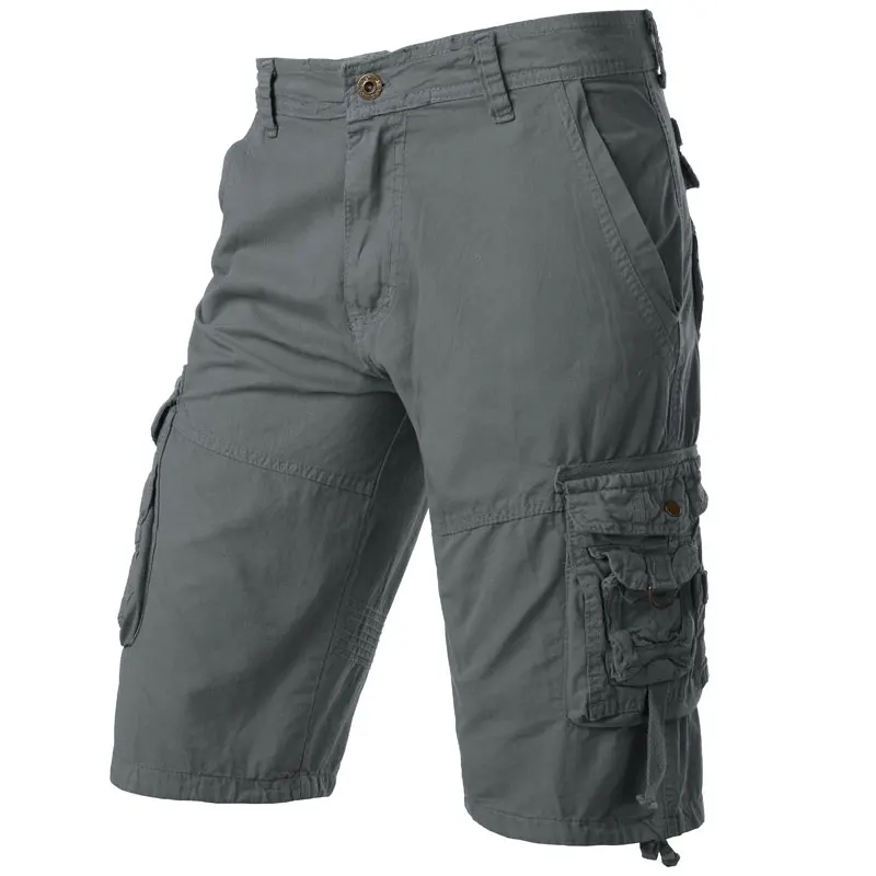 Shorts cinza camuflado para homens, calças curtas