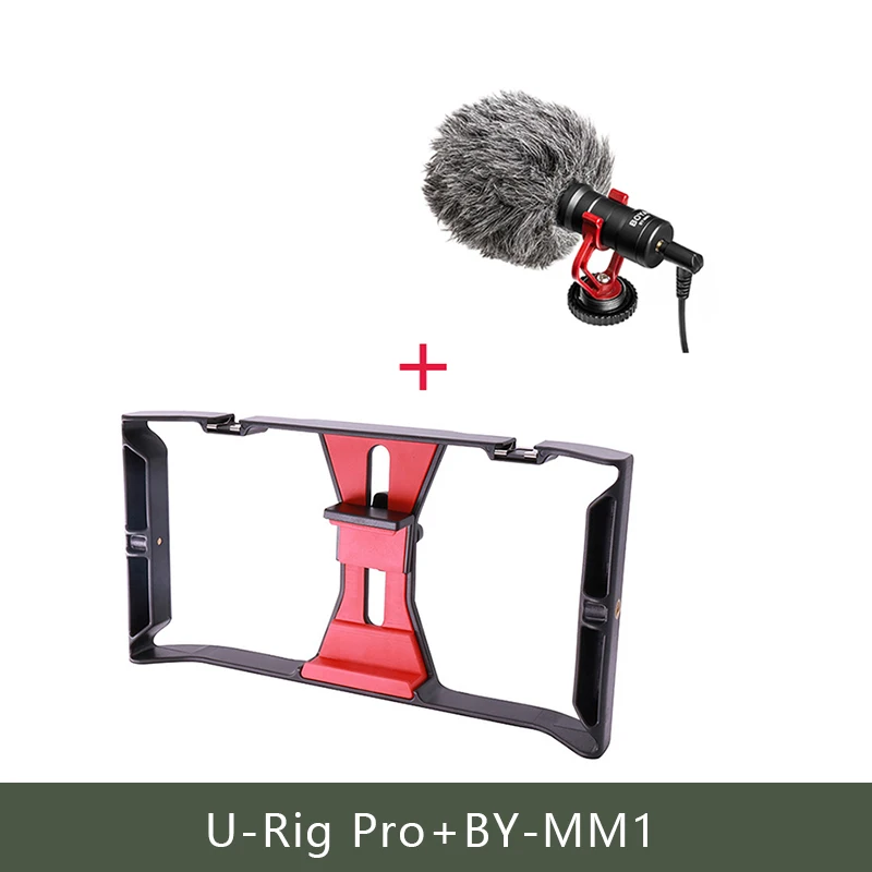 U-Rig w BY-MM1 Ulanzi U-Rig Pro смартфон видео Риг w 3 башмак крепления для съемки фильмов Чехол ручной телефон видео стабилизатор Ручка штатив крепление стенд - Цвет: U-Rig w BY-MM1