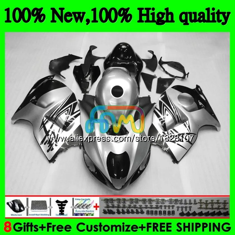 Hayabusa для SUZUKI черный серебристый GSX-R1300 GSXR 1300 1996 1997 1998 1999 2000 2001 48BS. 183 GSXR1300 96 97 98 99 00 01 обтекатели