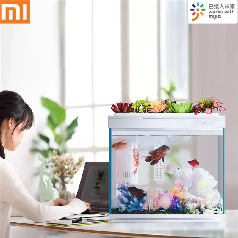 Умный модульный аквариум xiaomi AI для гостиной маленький настольный кормления рыб