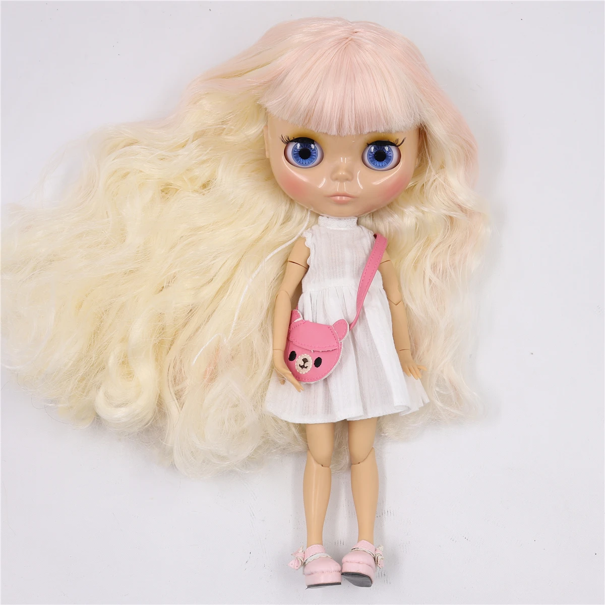 Neo Blythe Doll with Blonde Hair, Tan Skin, Shiny Cute Face & Custom Jointed Body 2