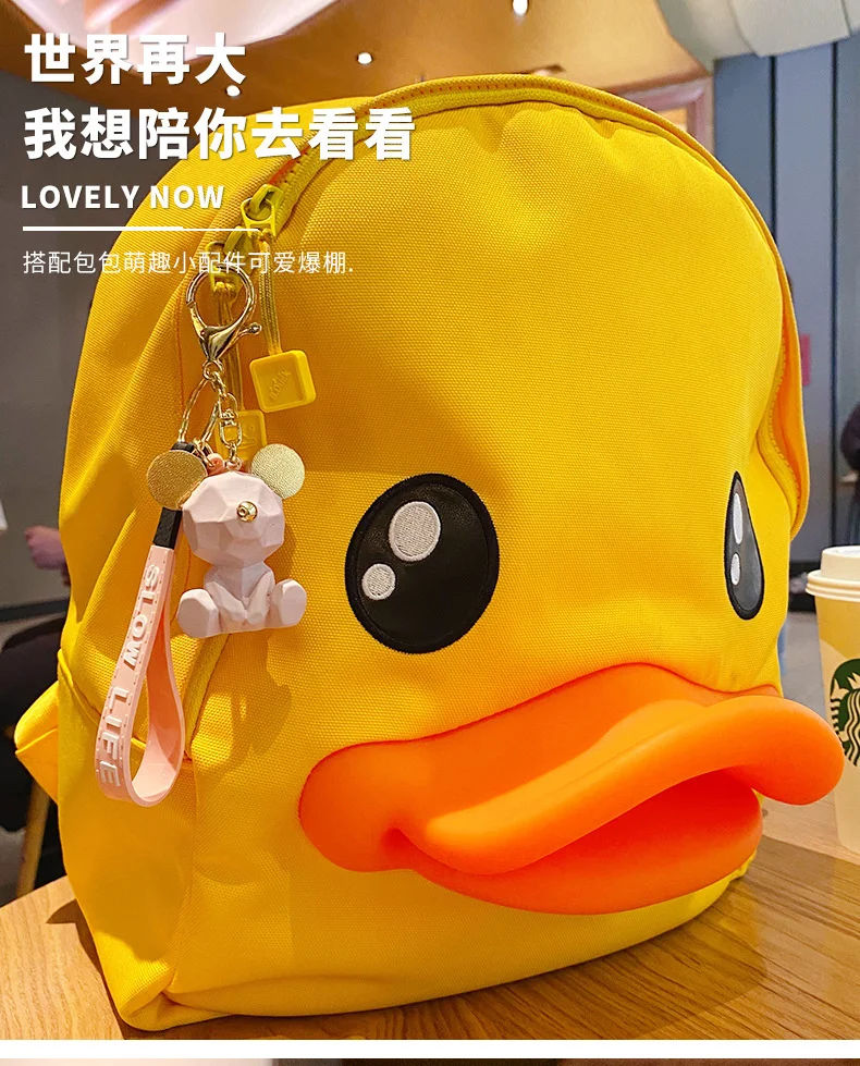 Cartoon Simple Bear Keychain Student School Bag Pendant Couple Car Key Ring Ring Girl Decoration Accessories Gift Hand Palm Toy