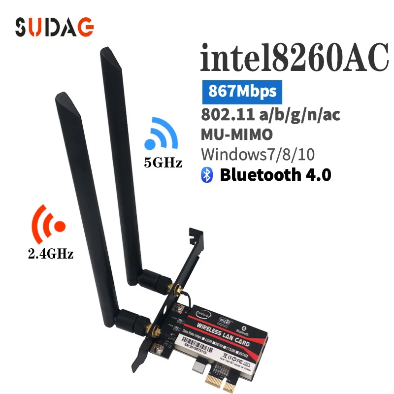 802.11AC PCI-E escritorio wifi tarjeta de red для Intel 8260AC 8260NGW 867 Мбит/с WiFi+ Bluetooth 4,2 беспроводной адаптер AC 8260