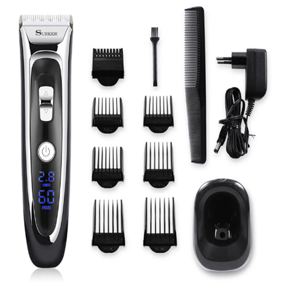 

Professional Rechargeable Electric Hair Trimmer Men Cordless Haircut Machine Beard Razors Hair Clipper with Digital LED Display