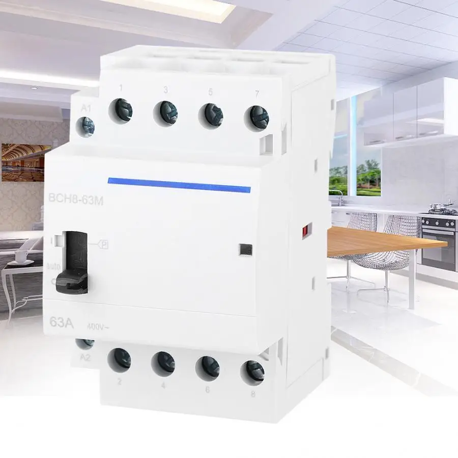 

BCH8-63M 4P 63A 230V 50/60HZ Household AC Modular Contactor with Manual Control Switch Electrical Equipment 4NO 2NO/2NC 4NC