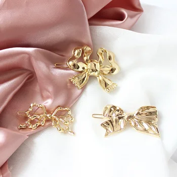 

2020 New Hot Fashion Cute Romantic Classic Golden Bow Boho Fashion Girl Wild Hair Accessories Hair Clip For Women Jewelry
