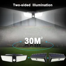 Уличный Солнечный садовый светильник, 80 светодиодов, точечный светильник с датчиком движения, с широким углом обзора, садовый водонепроницаемый светильник, садовая лампа на солнечной батарее