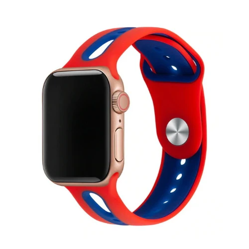 Спортивный ремешок для часов для apple watch 4 5 Группа 44 мм 40 мм apple watch, ремешок 42 мм, 38 мм, версия наручных часов iwatch серии 5/4/3/2/1 силиконовый ремешок для часов браслет - Цвет ремешка: red blue