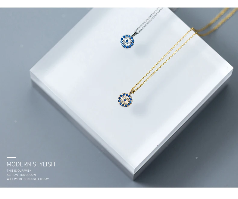 Colusiwei Горячая голубые глаза короткое ожерелье для женщин подлинный 925 стерлингового серебра маленькие ювелирные изделия, кулон, ожерелье Bijoux