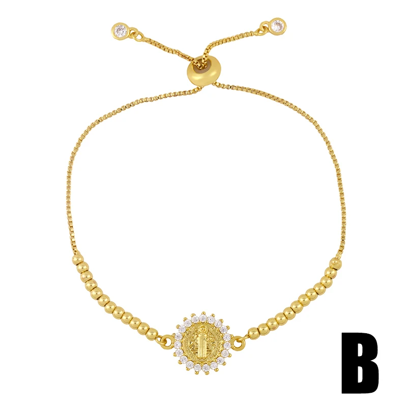 Gold Plated Virgin Mary Bracelets For Women Copper CZ Crystal Bracelet Religious Jewelry Gifts virgen de guadalupe brtc44 bracelet jewelry
