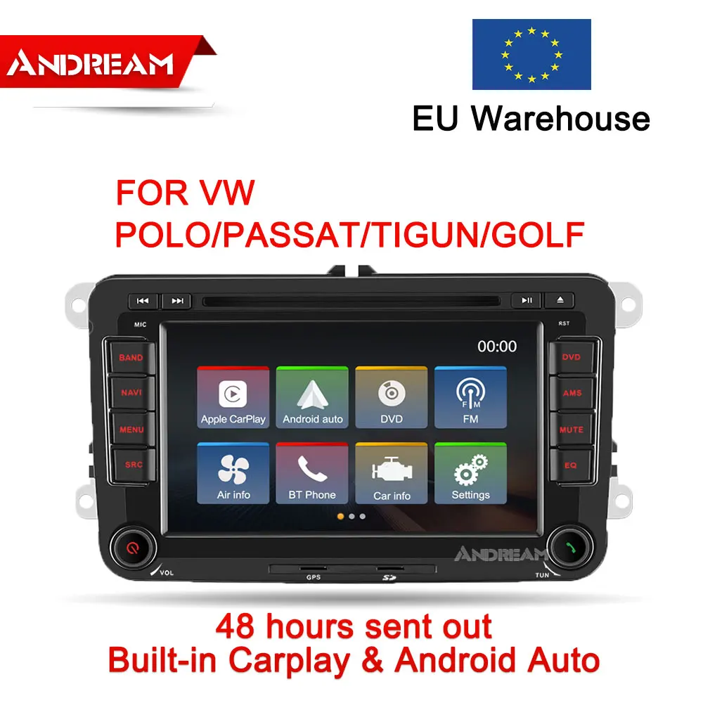 Best 7 "Built-in CarPlay Car Multimedia DVD Navigation  Player  For VW SAGITAR/MAGOTAN/PASSAT/POLO/GOLF/BORA 1