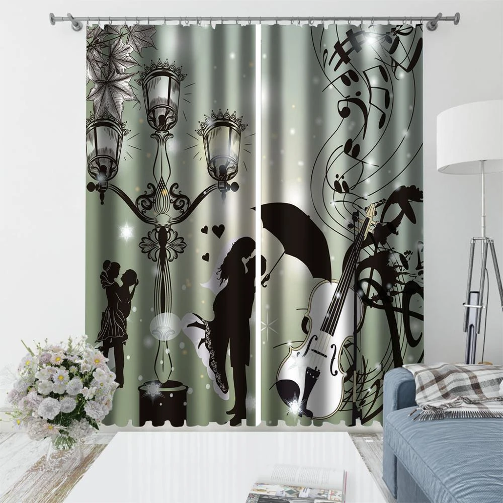 Cortinas Modernas personalizadas para fotos, lámpara de calle para sala estar, dormitorio, cortinas para habitación de bodas|Cortinas| - AliExpress