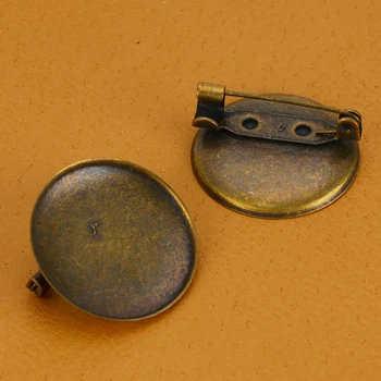 

20pcs/set Metal Round Brooch Pin Bezel Cabochon 25mm Brooch Setting Blanks Trays Base DIY Jewelry Making Accessories