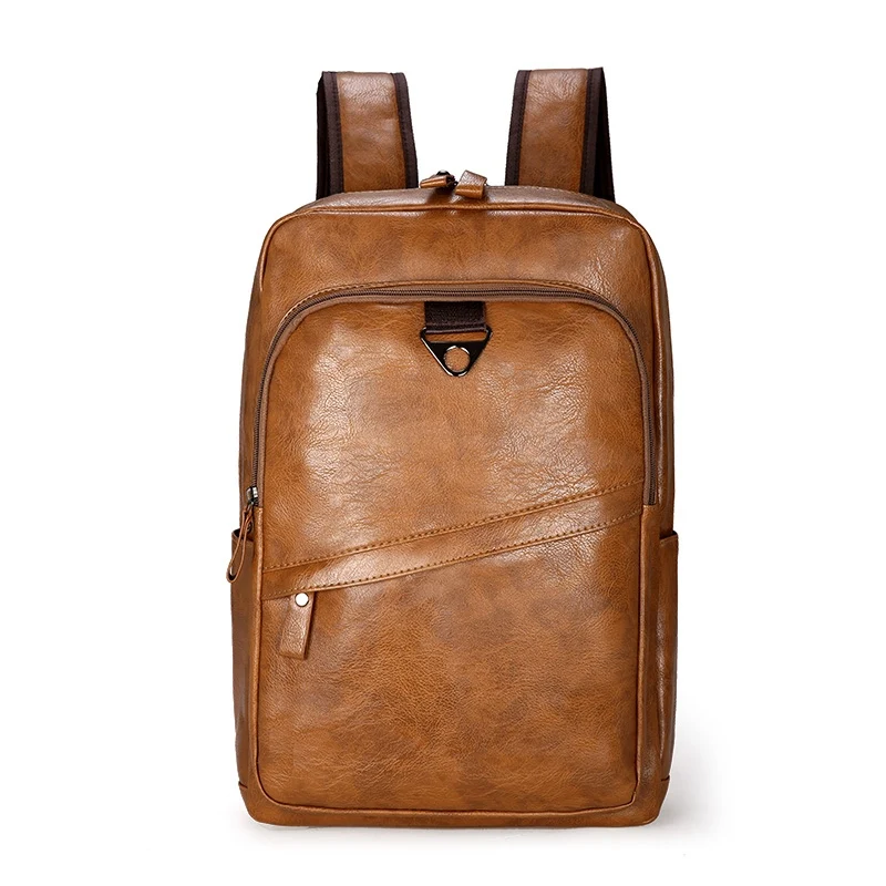 DIDA BEAR мужской рюкзак из искусственной кожи, большой рюкзак для ноутбука, мужской рюкзак, повседневная школьная сумка для подростков, высокое качество рюкзак мужской сумка мужская - Цвет: Коричневый