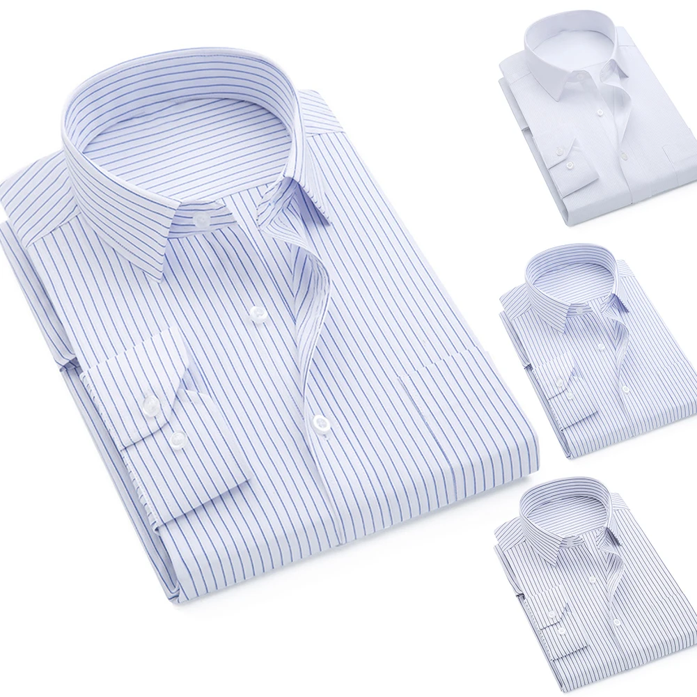Стиль Модные популярные мужские роскошные официальные рубашки с длинным рукавом Бизнес хлопковые рубашки в полоску Топ на каждый день
