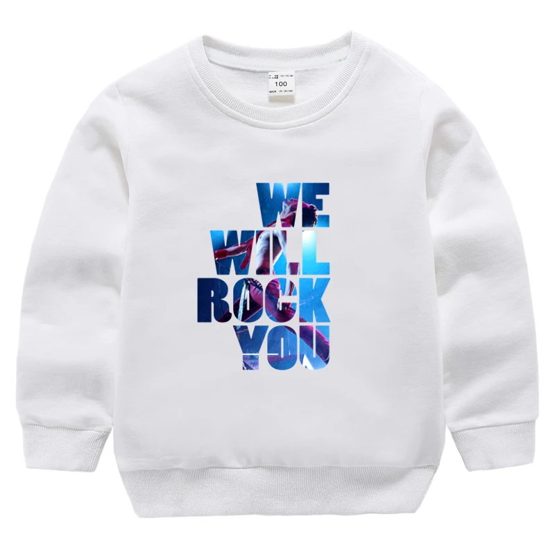 

Children's Hoodies Sweatshirts Girl Kids White Tshirt Cotton Pullover Tops for Baby Boys Autumn Letter Rock Clothes 2-14 Years