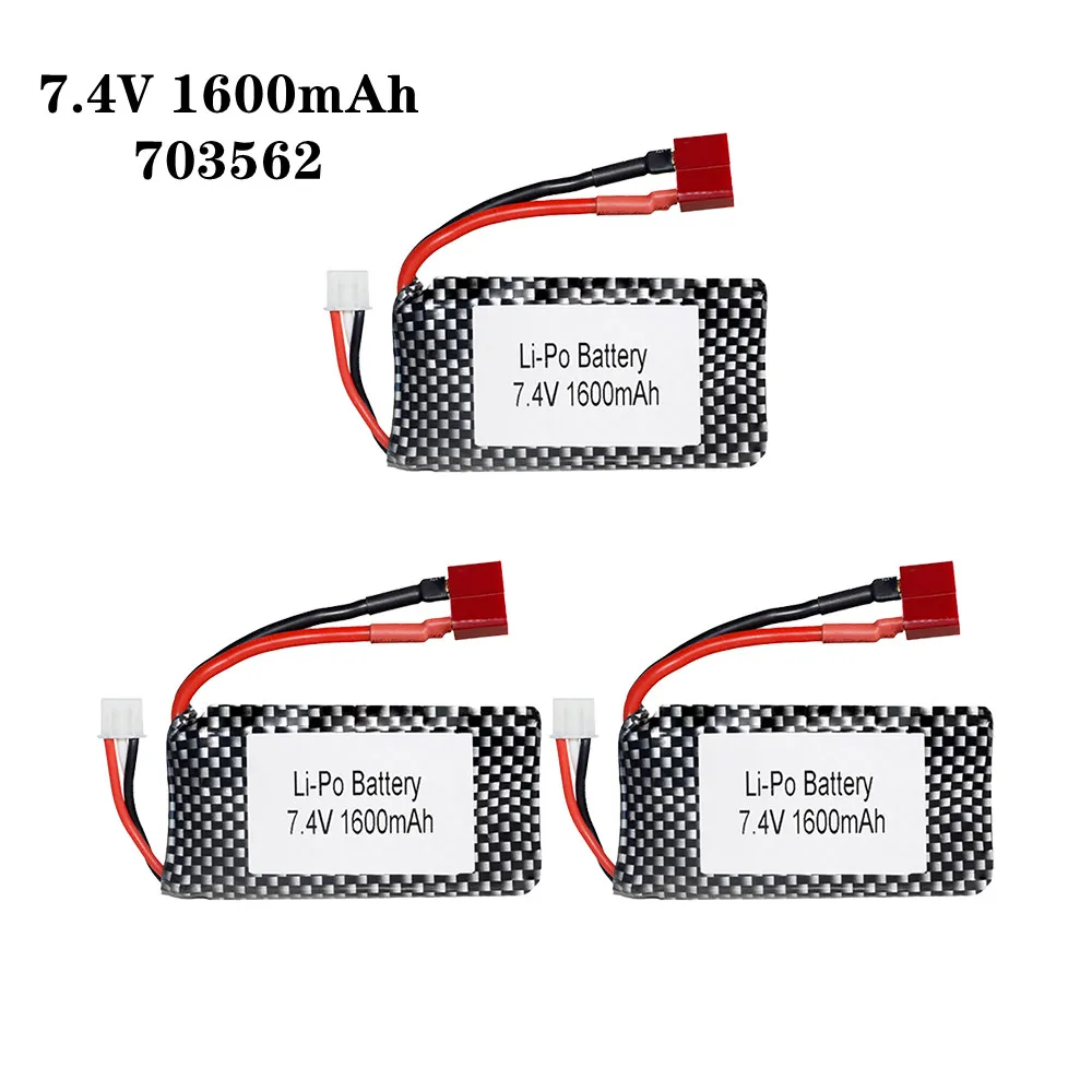 

1/2/3pcs/Lot 7.4v 1600mah 703562 25C Lipo Battery For 9125 Rc Car Spare Parts And For Wltoys 144001 Rc Cars Battery