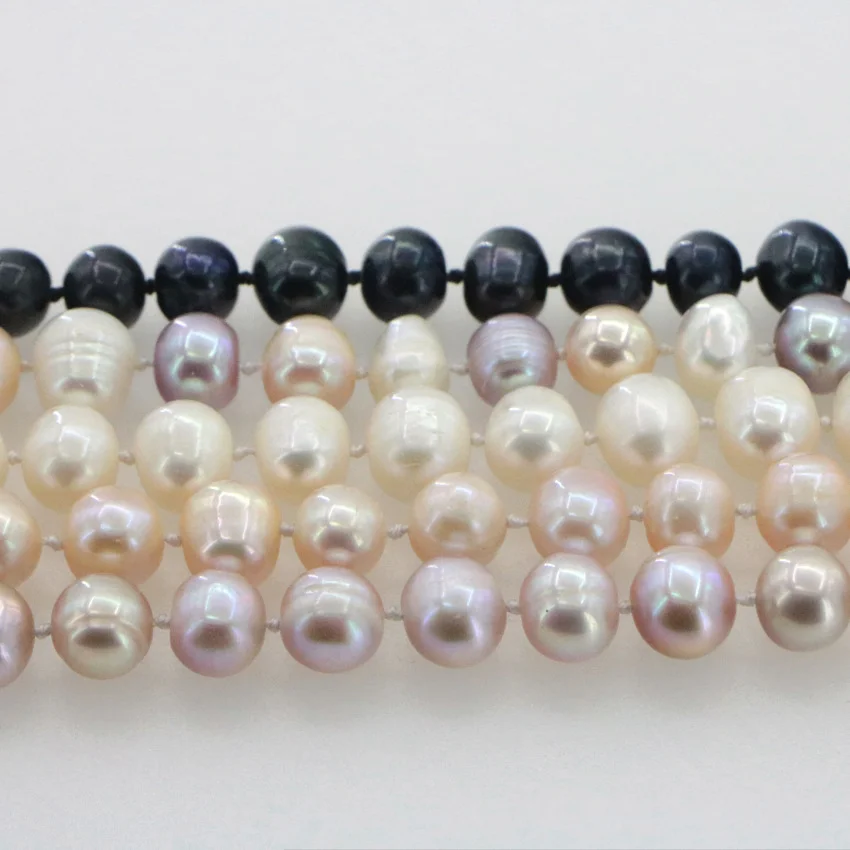 WUBIANLU 4 colors 7-8mm Pink Pearl Necklace Bracelet Earring Sets Women Jewelry Making Design Fashion Style Girl Gift Wholesale (37)