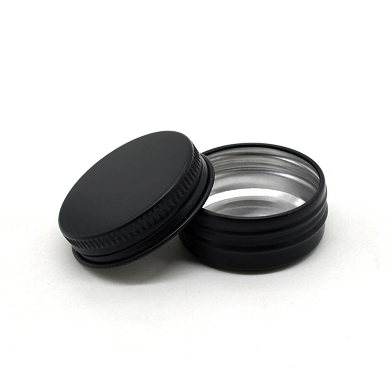 

200pcs 15g Cosmetic Container 15ml Black Aluminum Pot Jar With Lid Eye Cream Hair Conditioner Tin Jar Pot Cosmetic Metal Pot