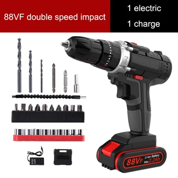 

3/8 inches 88VF/12v Lithium Ion Cordless Drill Power Drill Set US EU Plug Keyless Chuck Variable Speed for Wood Hole Punching