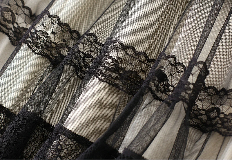 TIGENA אופנה תחרה טול ארוך חצאית נשים 2021 אביב קיץ אלגנטי קו גבוהה מותניים אמצע אורך רשת חצאית נקבה גבירותיי