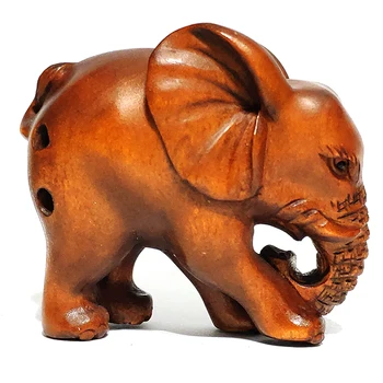 

Y7088 - 2" Hand Carved Boxwood Netsuke Figurine Carving - Elephant