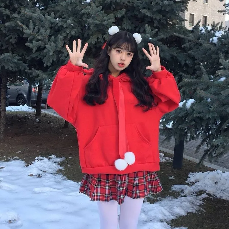 Harajuku Модные женские толстовки, милый Рождественский свитшот, милые свободные женские пуловеры, осенние толстовки больших размеров, повседневные зимние топы