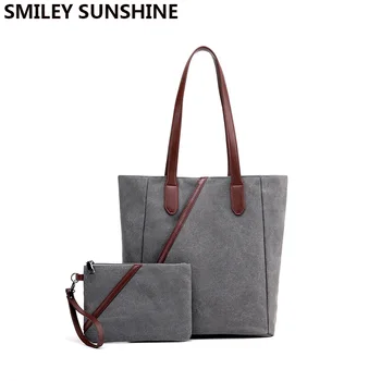 

Ladies Hand Bags Women Handbags 2pcs Set Shopping Shoulder Large Composite Bag Canvas Casual Sac A Main Femme Bandolera Mujer