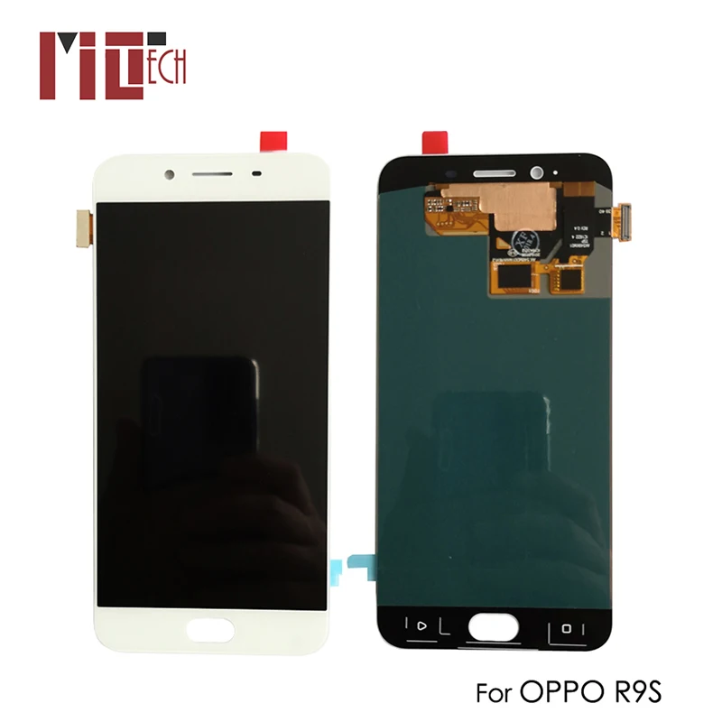Black Color : White + Touch Panel with Frame LCD Screen Mobile Phone for Oppo R9s TFT