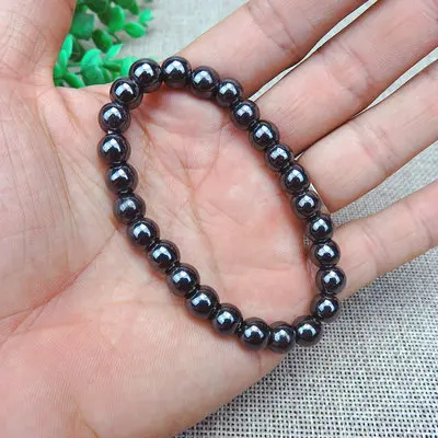 Simple beaded elastic magnetic magnet bracelet black beads magnetic therapy health jewelry - Image 3