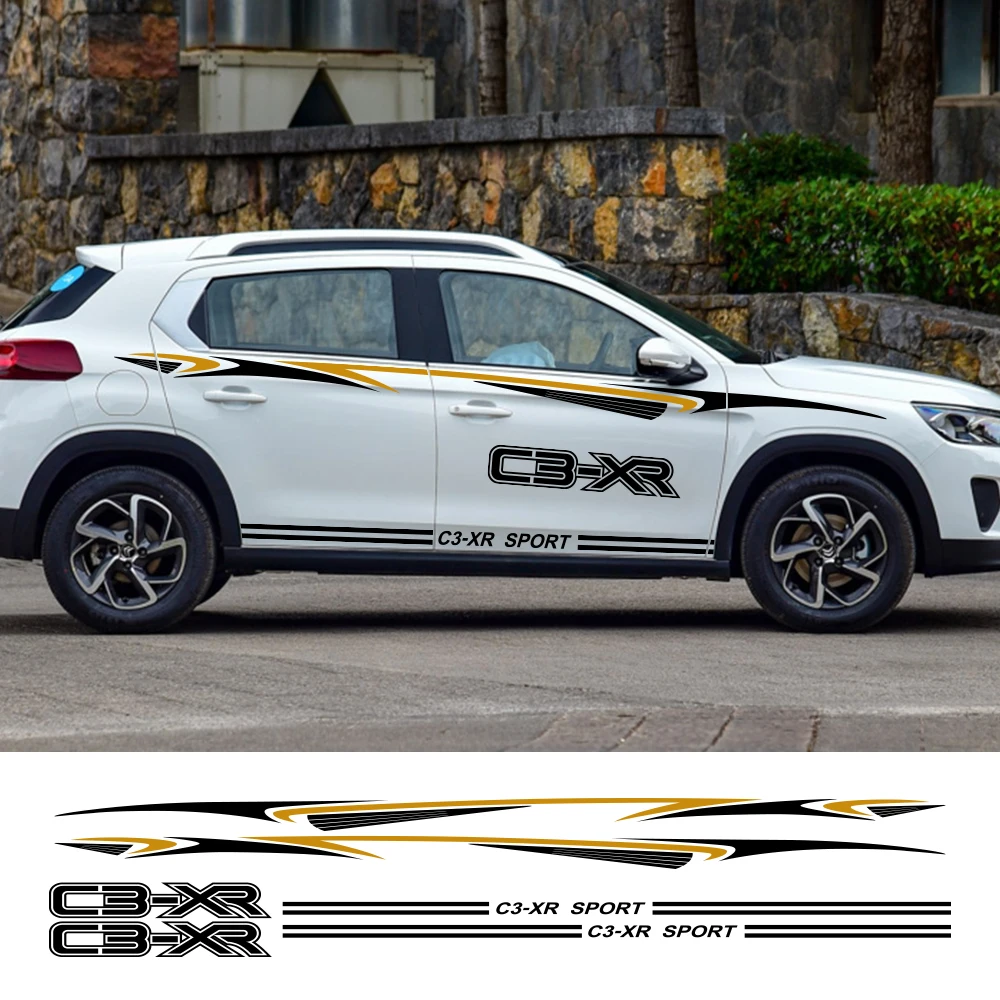 2 шт. для Citroen C3-XR, длинные боковые наклейки на дверь автомобиля, стильные авто виниловые наклейки, DIY Стайлинг, тюнинг автомобилей, автомобильные аксессуары