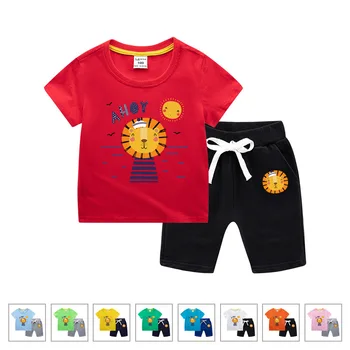 

Summer Children outwear sets for boys and girls summer cotton baby boys clothes sports suits 15colors short sleeve clothing 2020