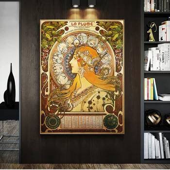 

Alphonse Mucha Famous Illustration art Print on Canvas Posters And Prints Classical Art Nouveau Woman Art Pictures Home Decor