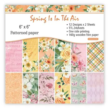 

24 sheet 6"X6"Beautiful spring flower patterned paper Scrapbooking paper pack handmade craft paper craft Background pad