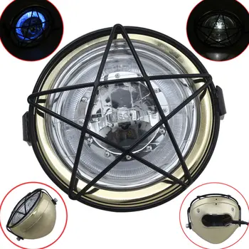 

7" Motorcycle LED Headlight w/ Metal Grill Cover For Harley Triumph Metric bikes Cruisers Choppers Cafe Racers