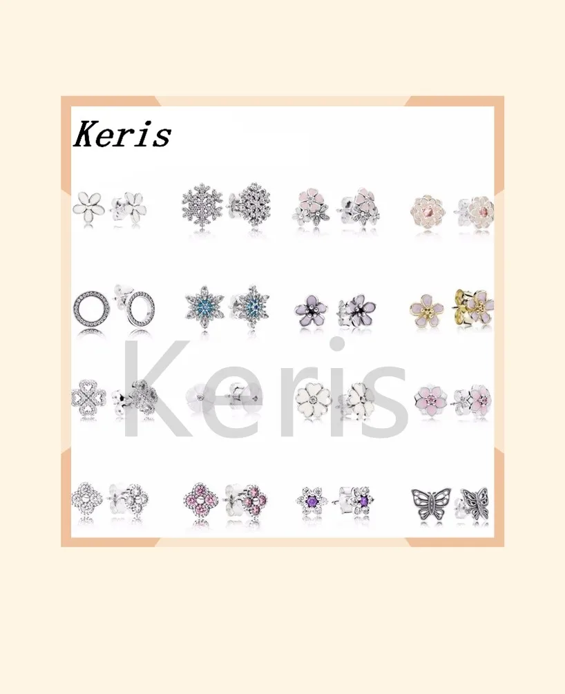 

High Quality Reproduction 1:1 100% 925 Sterling Silver Crown Snow Stud Set Free Gift Package