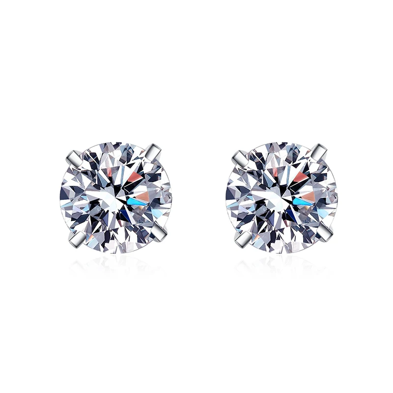 0.4-4CT Classic Moissanite Earrings VVS Brilliant Diamond Stud Earrings 925 Sterling Silver Ear Studs For Women Men Couple Gifts