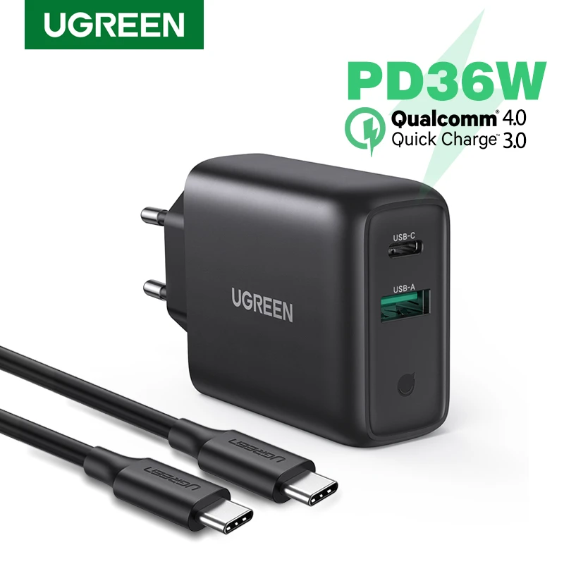 Ugreen 36W Quick Charge 3.0 4.0 USB PD Charger QC 3.0 Charger for iPhone 12 X 8 Phone Wall USB Type C Charger for Huawei Xiaomi