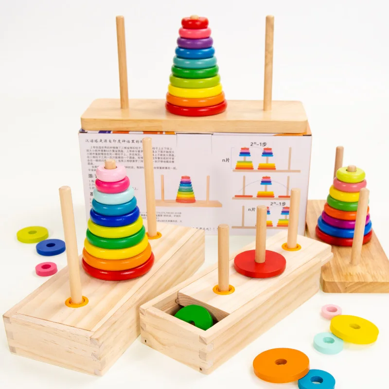 

8-Layer 10-Layer Problems Tower Teaching Aids Hanoi Tower of Hanoi Primary School Children Unisex Fight Inserted Jenga 10-30 Yua